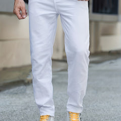 Slim Fit Classic Cotton Jeans Mens Casual Street Style Solid Denim Pants