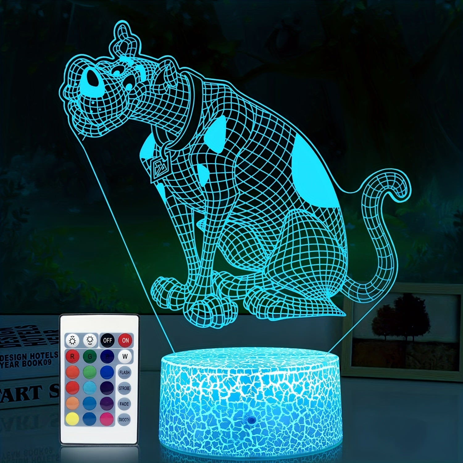 3D Cartoon Dog Night Light for Kids, 16 Colors Changing with Remote Control
