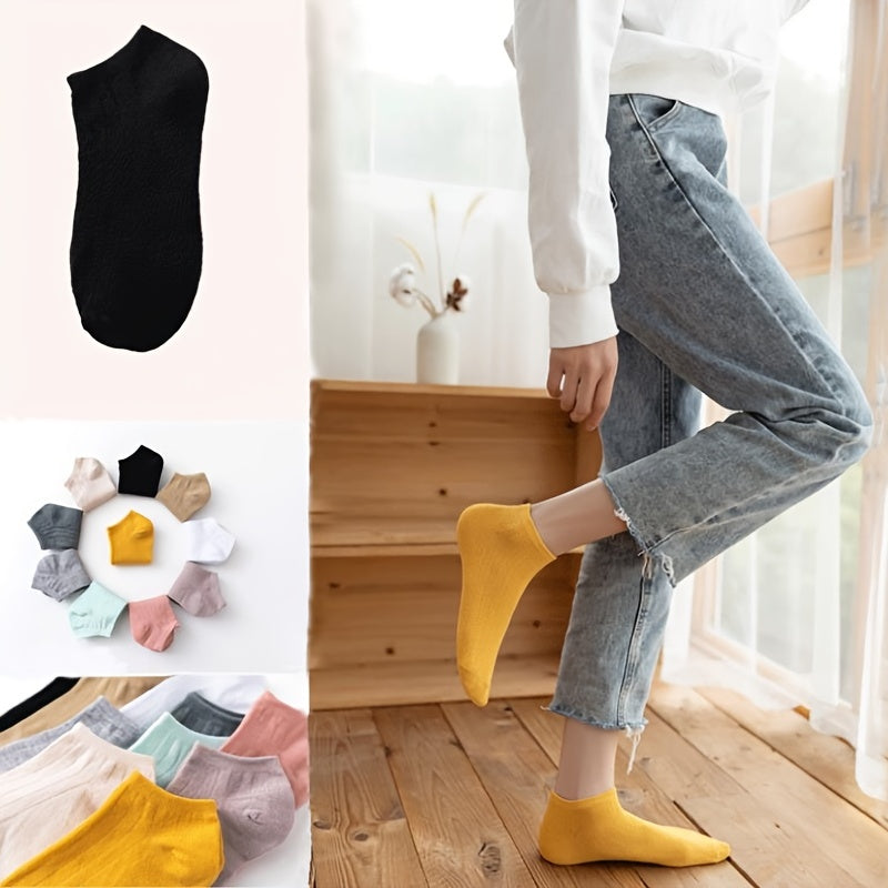 10 Pairs Textured Short Socks Striped Comfy Soft Ankle Stockings