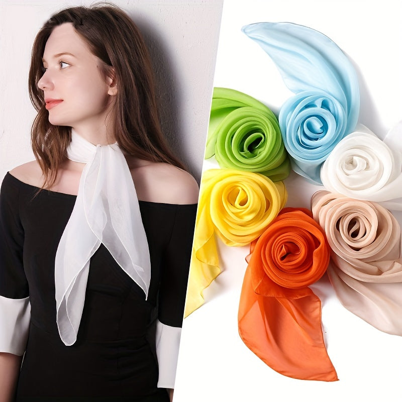 Chiffon Candy Neckerchief Square Scarf Bandana Women Head Wrap