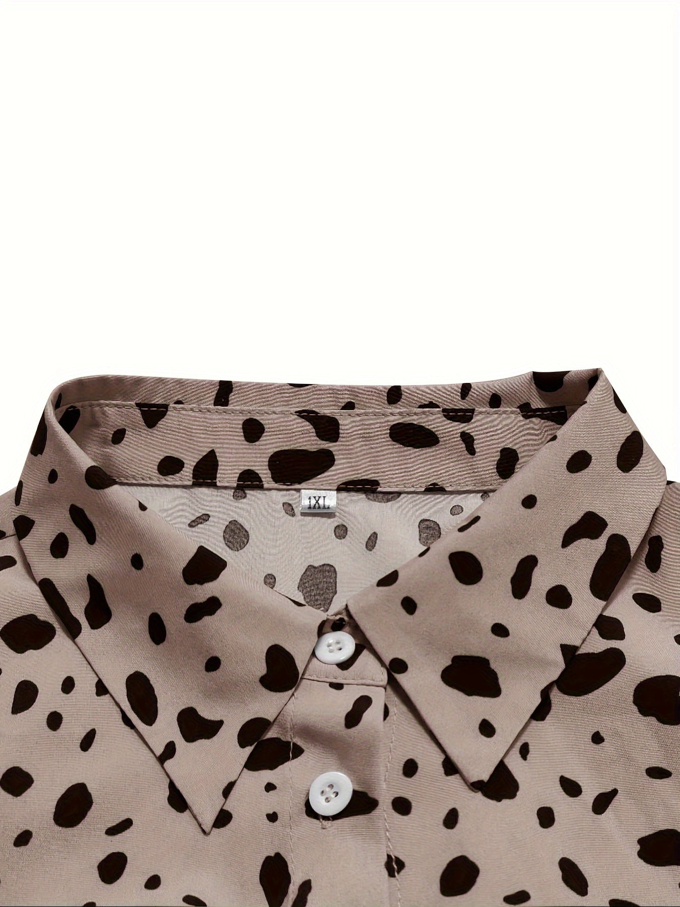  Dalmatian Print Lantern Sleeve Blouse