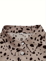  Dalmatian Print Lantern Sleeve Blouse
