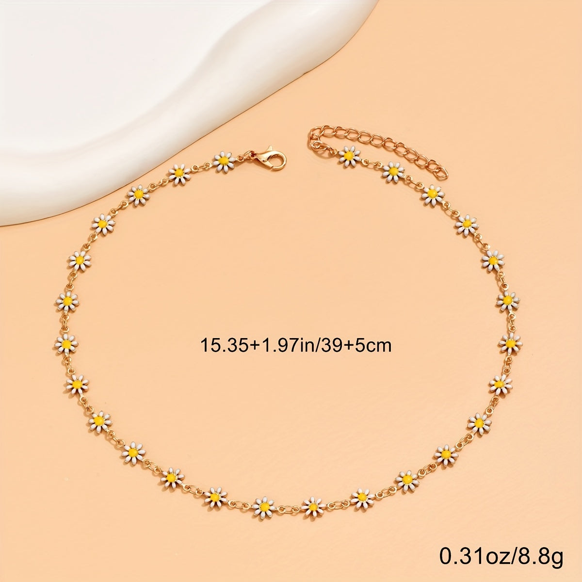 Women's Daisy Flower Necklace 14K Plated