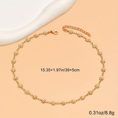 Women's Daisy Flower Necklace 14K Plated
