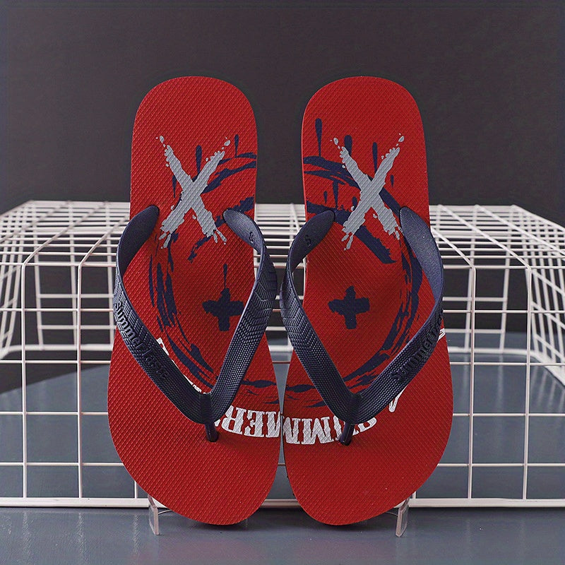 Men's Cartoon Print Arch Support Flip Flops Lightweight Non-slip Sandals