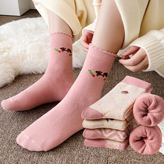 5 Pairs Cartoon Print Socks Cute & Comfy Mid Tube Stockings Women's Hosiery