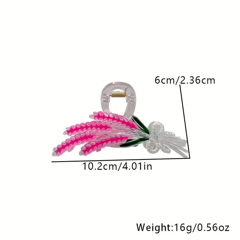 Colorful Wheat Ears Hair Claw Nonslip Shark Claw for Ponytail Bun Holder Women