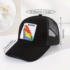 Parrot Embroidery Patch Trucker Hat Mesh Baseball Cap Lightweight