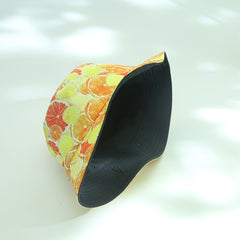 Orange Grapefruit Print Bucket Hat Reversible Sunscreen Beach Fisherman Cap