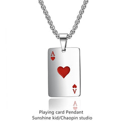 Hip Hop Ace Poker Spades Pendant Chain Necklace