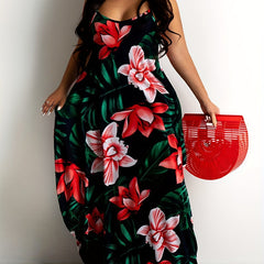  Tropical Print Maxi Cami Dress