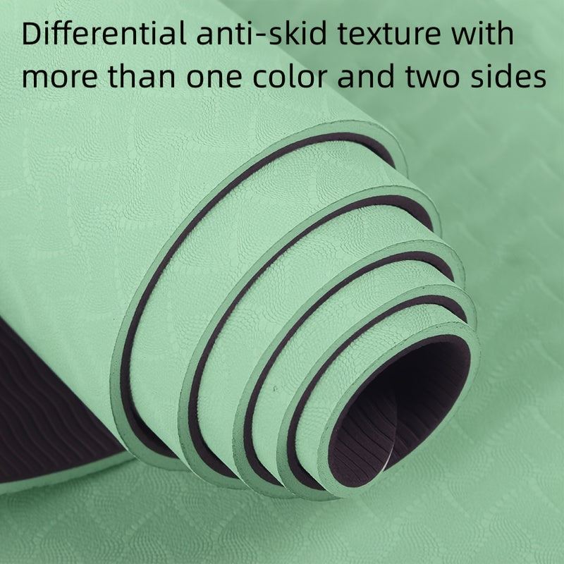 TPE Solid Yoga Mat Double Colors Non slip Fitness Mat