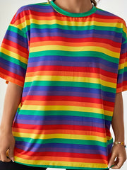  Rainbow Striped Pajama Tee