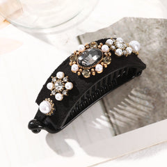 Oval Ponytail Twist Clip Rhinestone Hair Banana Clips Hairpin Crystal Heart