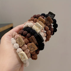 5pcs Plush Rabbit Hair Tie Ponytail Holder Hair Accessories