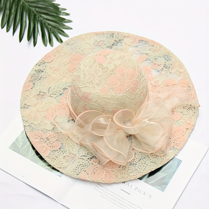 Lace Flower Sun Hat Embroidery Organza Derby Church Hats