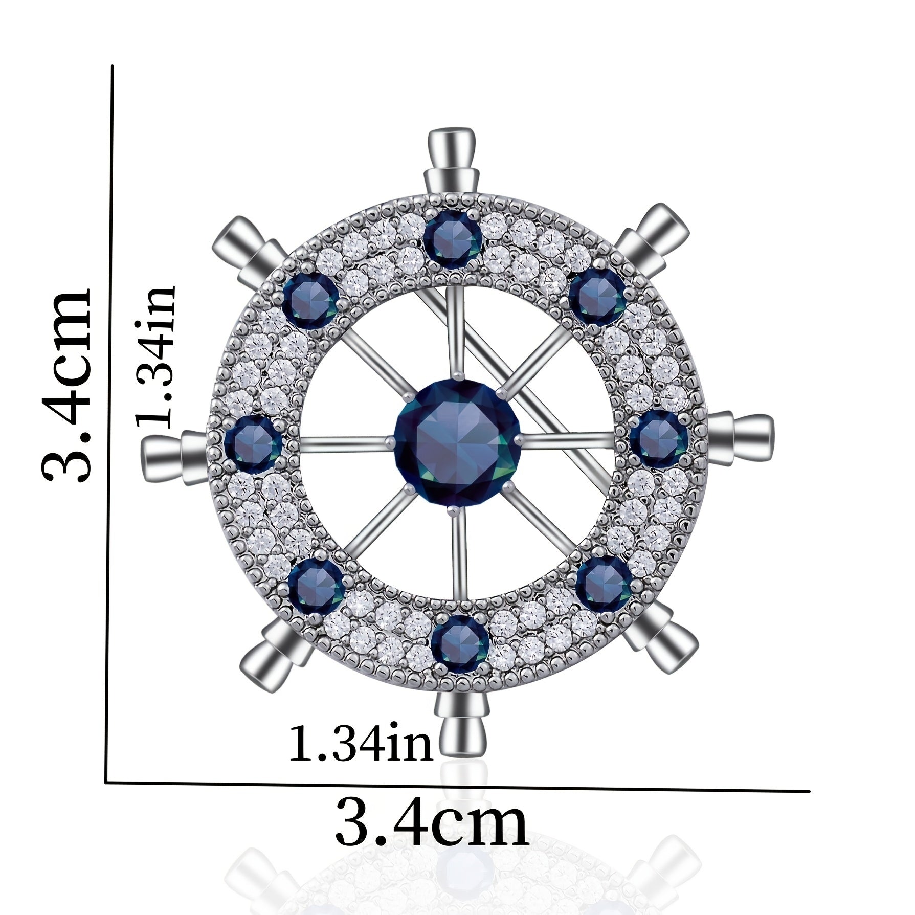 Atmospheric Men's Rudder Brooch with Zircon Inlay