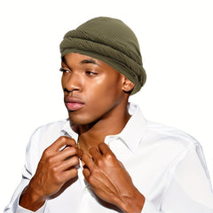Men's Twisting Cap Pit Strip Button Head Wrap Cap