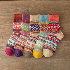 Geometric Pattern Colorblock Socks for Women
