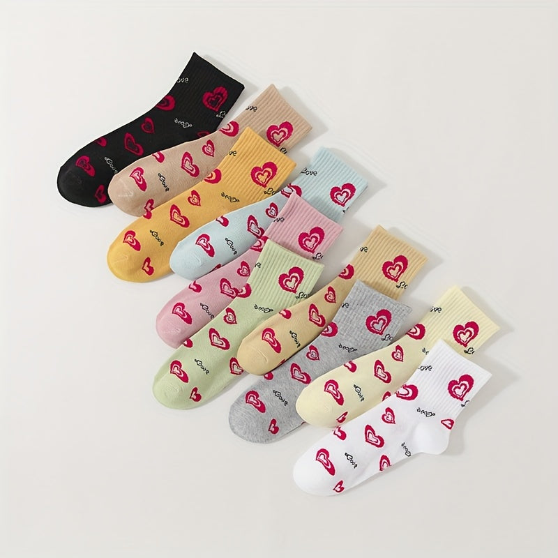 10 Pairs Heart Print Socks All-match Short Socks Women's Stockings
