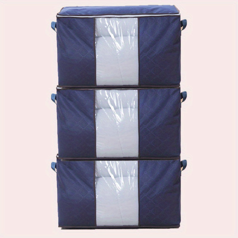 90L Large Storage Bags 3 Pack Closet Organizers Foldable Storage Bins