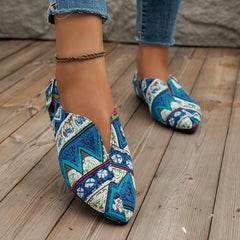 Women's Tribal Style Flats Slip On Canvas Shoes Lightweight Flat Shoes