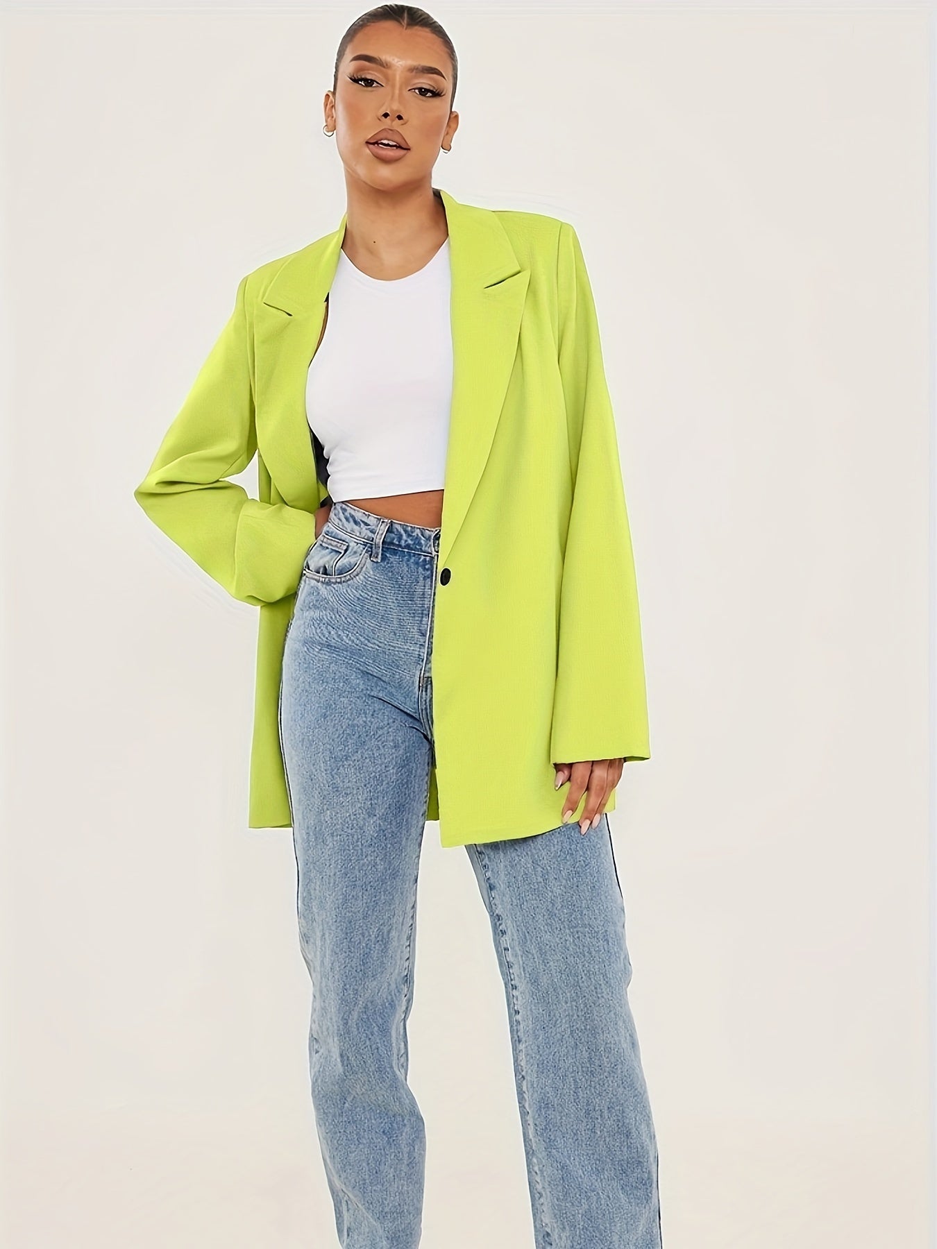  Solid Long Sleeve Workwear Blazer