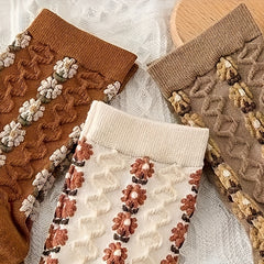 5 Pairs Floral Print Mid Tube Socks Women's Stockings