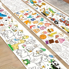 Extra Long Coloring Roll 3.6m Vibrant Animal & Food Designs Paper