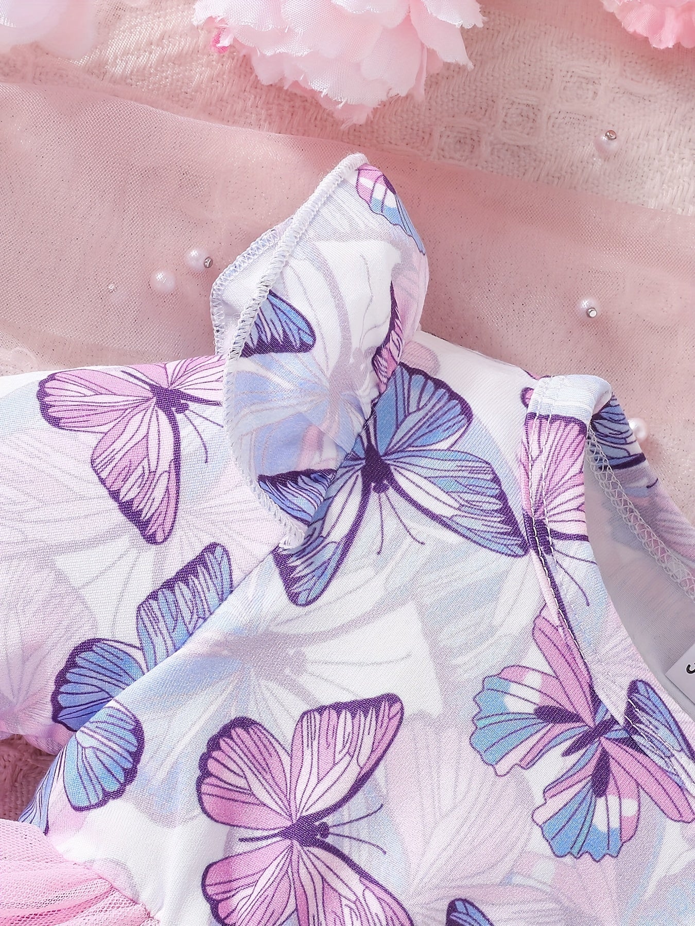 Sweet & Baby Girls Butterfly Print Mesh Dress