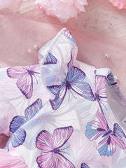 Sweet & Baby Girls Butterfly Print Mesh Dress