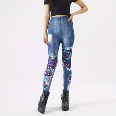 Christmas Print Tights Opaque High Waist Elastic Leggings Women's Stockings
