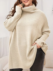  Ribbed Turtle Neck Pullover Sweater
