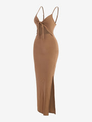 Sexy Ribbed Maxi Dress with Side Split