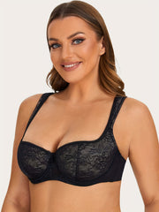  Floral Lace Underwire Balconette Bra
