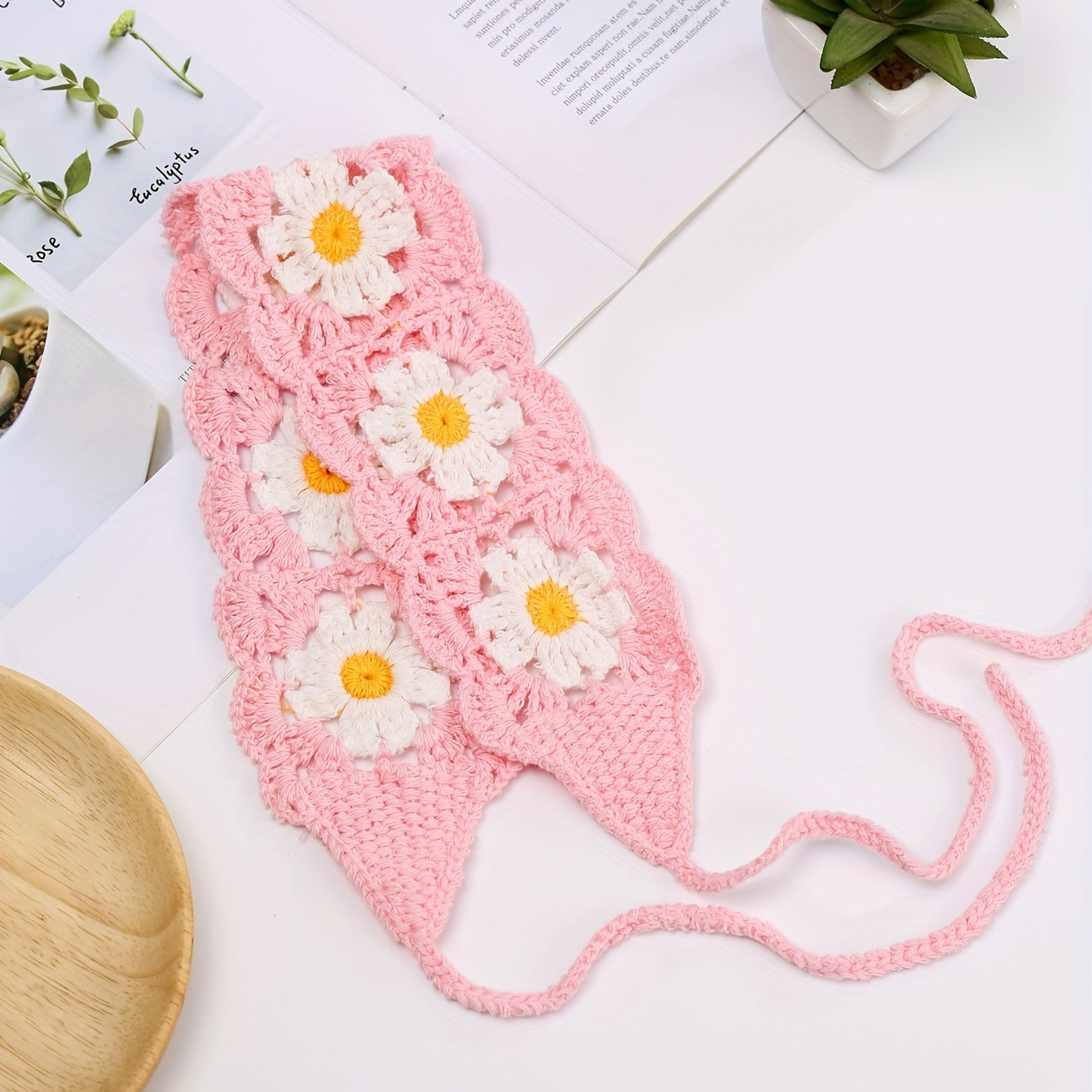 Floral Crochet Hair Band Fashion Headband for Women Girls