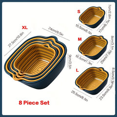 2-in-1 Vegetable Washing Basket Set - Drain Basin & Strainer for Food Cleaning