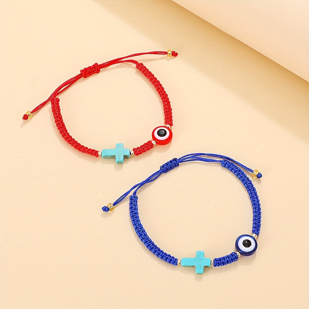 Devil's Eye Turquoise Cross Bracelet Mexican Beach Jewelry