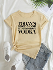 Graphic Sports T shirt Round Neck Short Sleeves Workout Tops Women's Active