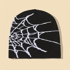 Men's Gothic Spider Web Jacquard Beanie Hat