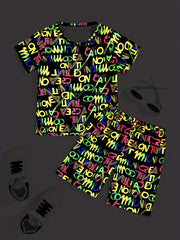 Toddler Boys Pullover & Graphic Shorts Set for Summer