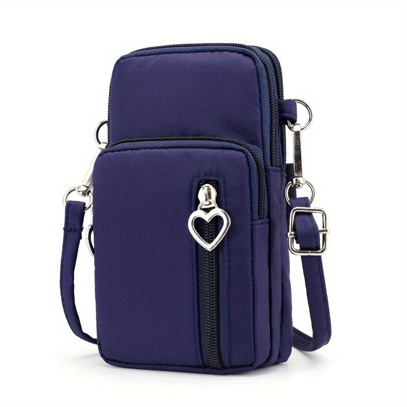 Heart Zipper Ring Shoulder Bag Waterproof Layered Crossbody Bag
