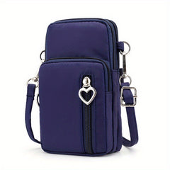 Heart Zipper Ring Shoulder Bag Waterproof Layered Crossbody Bag