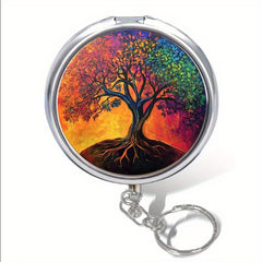 Portable Pill Organizer Keychain 3 Compartment Metal Medicine Case