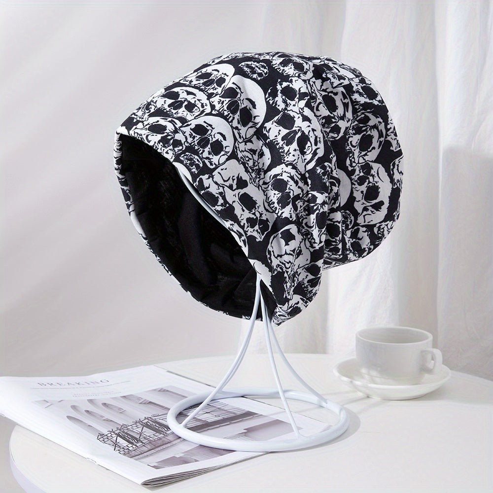 Men's Pullover Skull Print Knitted Stacking Turban Hat