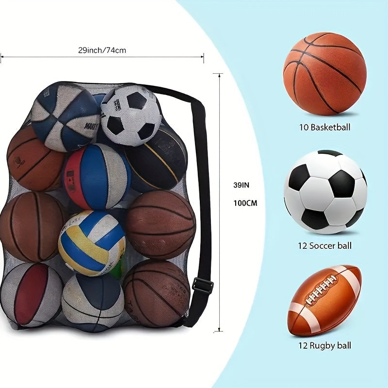 Mesh Balls Storage Bag For Sports Equipment with Shoulder Straps