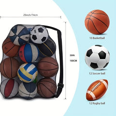 Mesh Balls Storage Bag For Sports Equipment with Shoulder Straps