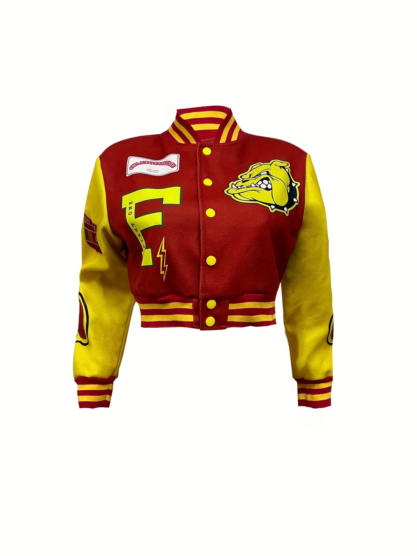 Graphic Print Baseball Collar Jacket Outerwear Women's Clothing