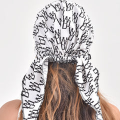 Geometric Print Turban Hat Hair Cap Lightweight Ribbon Long Hair Bonnet