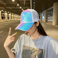 Y2K Sequin Sparkly Trucker Hat Hip Hop Adjustable Baseball Cap